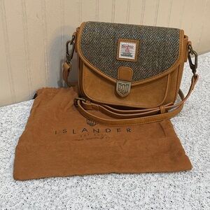 Islander The Mini Saddle Bag w/ Shoulder Strap Leather and Dust Bag Harris Tweed